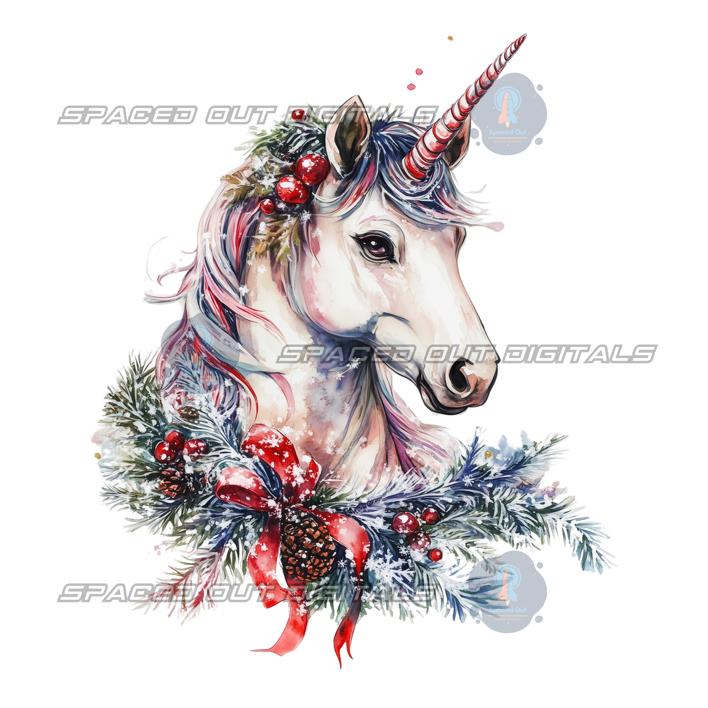 Winter Unicorn Head 2 PNG