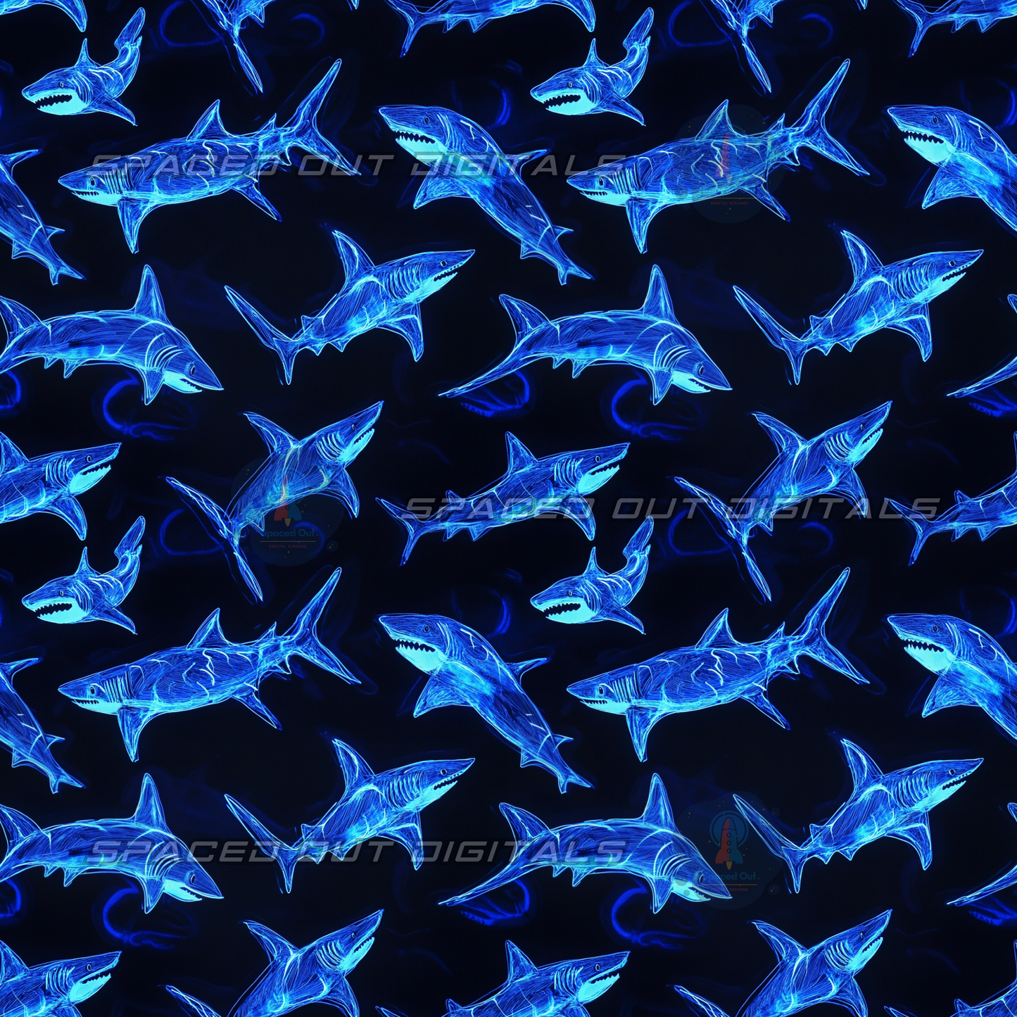 Blue Neon Sharks