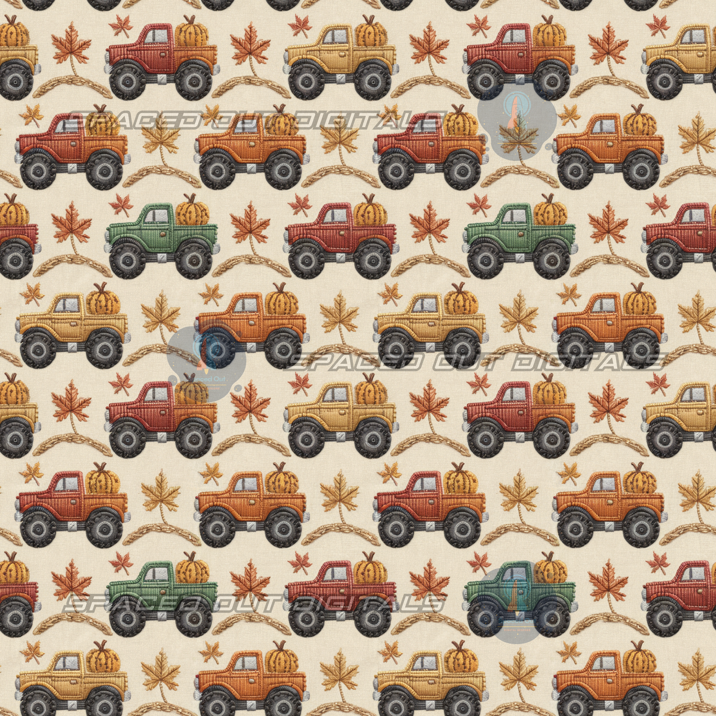 Fall Embroidery Monster Trucks