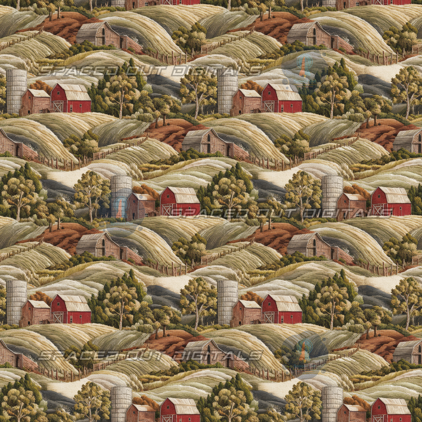 Farm Scenery Embroidery