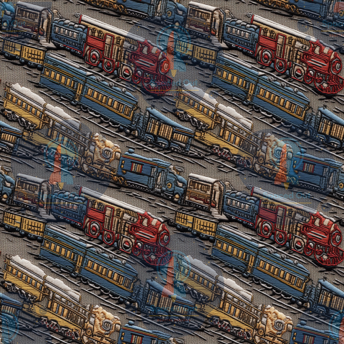 Trains Embroidery