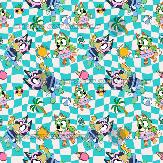 Blue Dog Summer Checkered