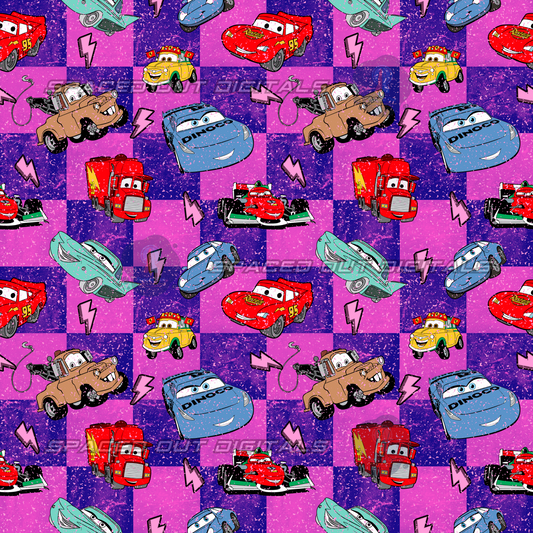 Pink Cars Checkered