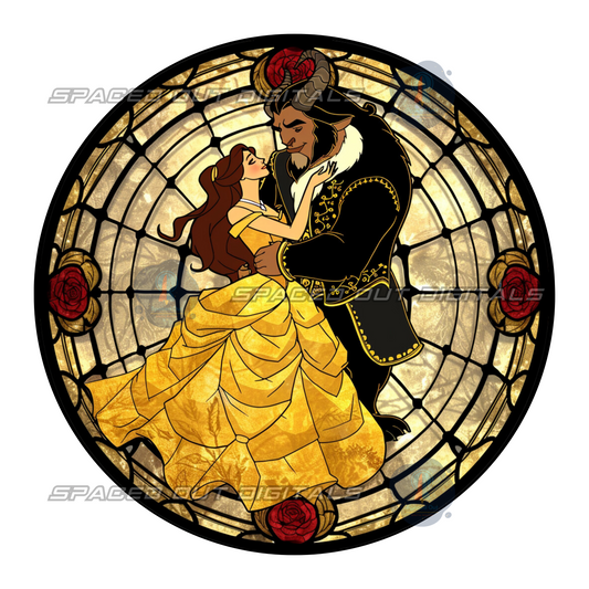 Beauty Princess Stained Glass PNG