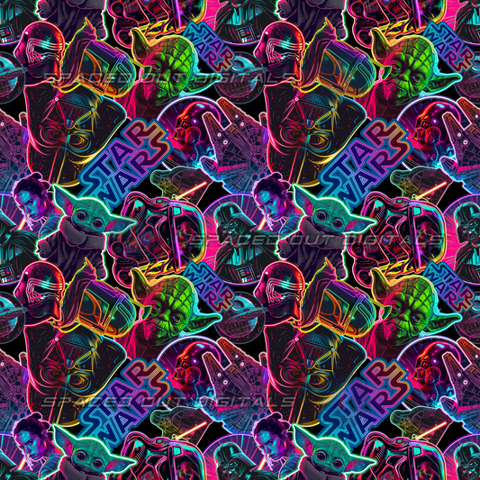Space War Neon Stickers