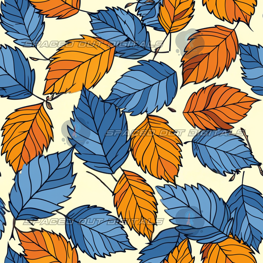 Blue Dog Fall Leaves Coordinate