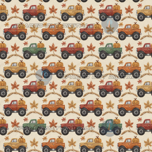 Fall Embroidery Monster Trucks