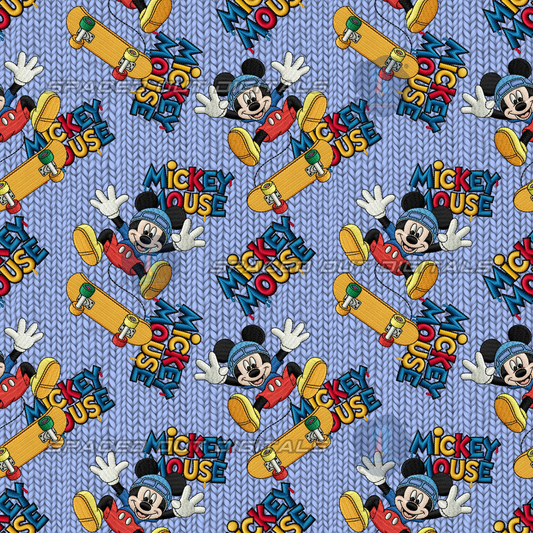 Embroidery Mouse Skateboarding