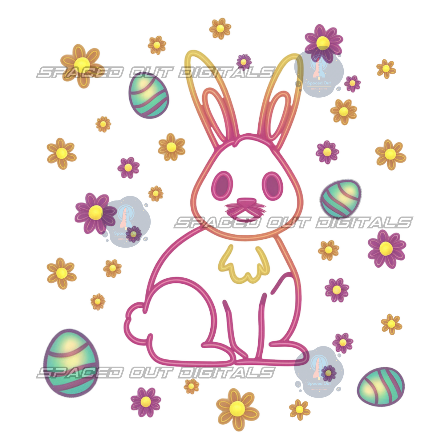 Neon Easter Bunny PNG