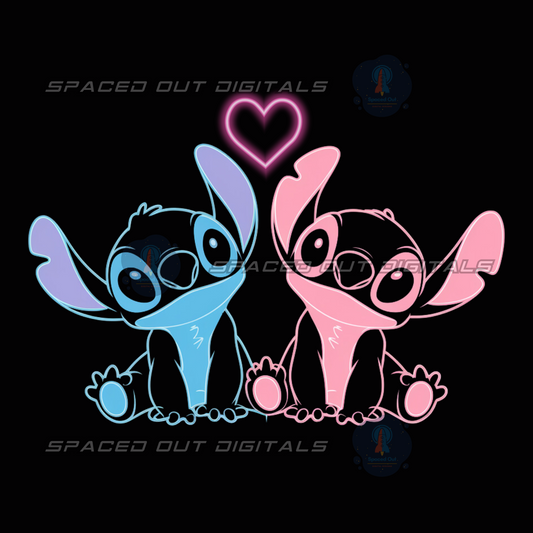 Blue and Pink Alien PNG