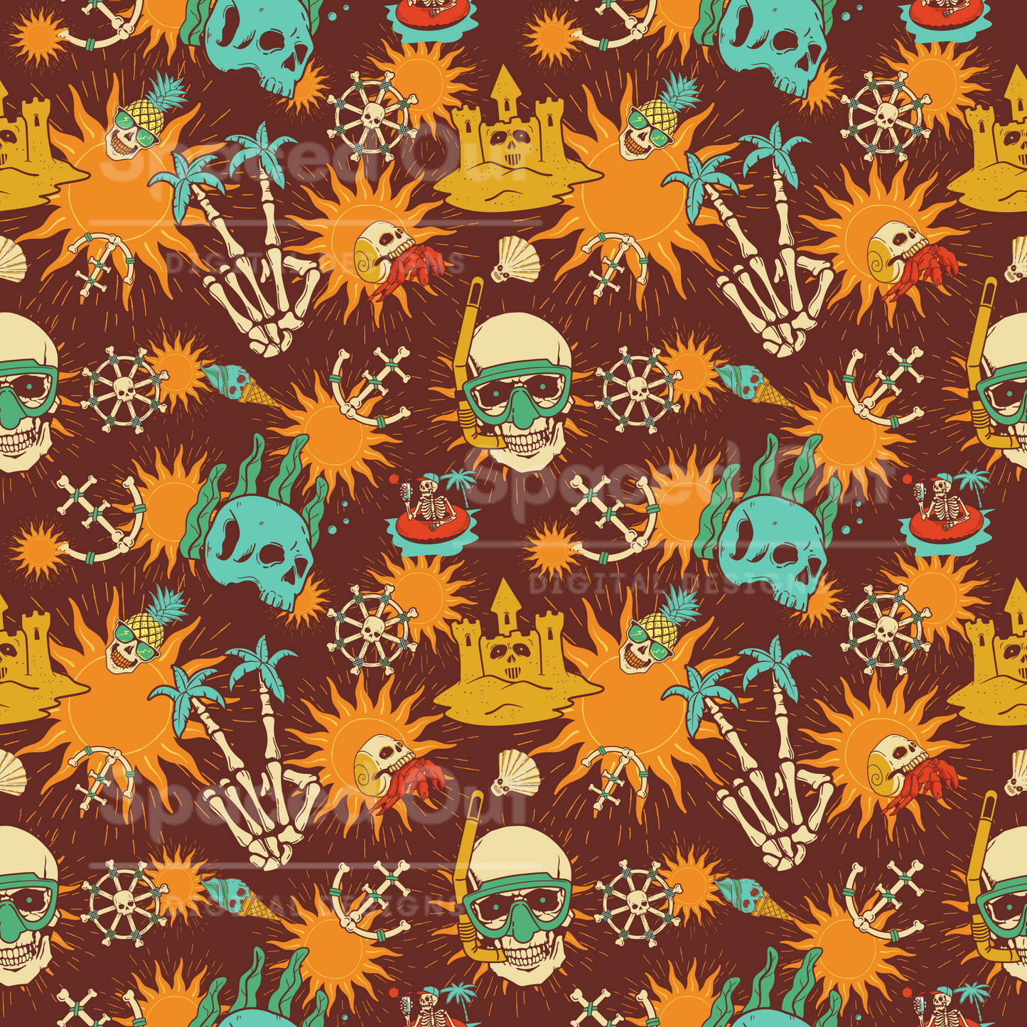Summer Skulls Brown