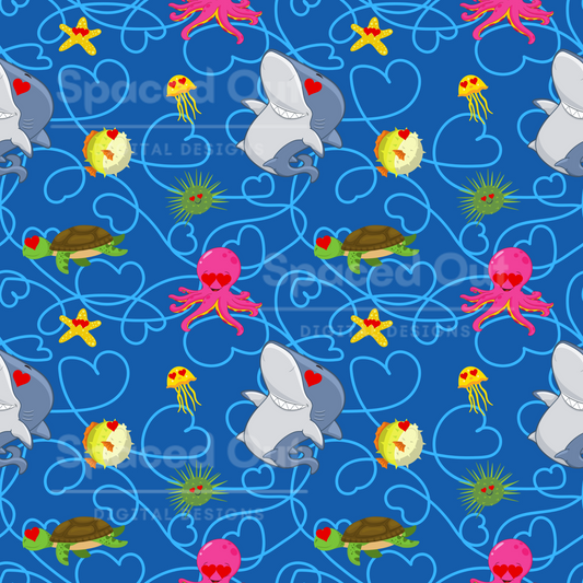 Heart Eyes Sea Friends (Blue)