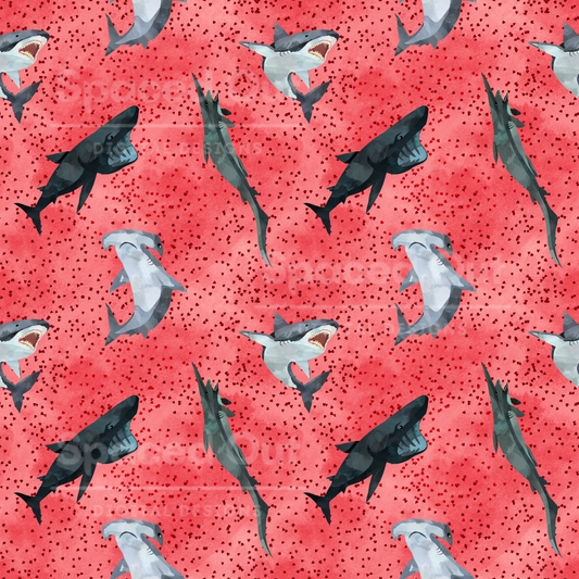 Watercolor Vday Sharks (Pink)