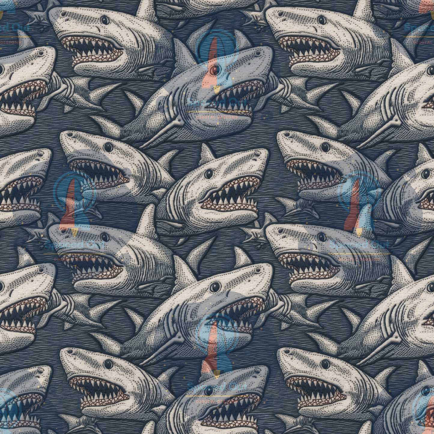 Sharks Embroidery