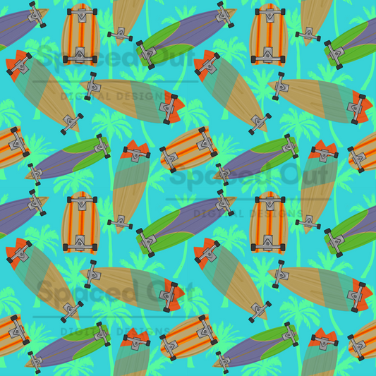 Hand Drawn Surf/Skateboards Trees