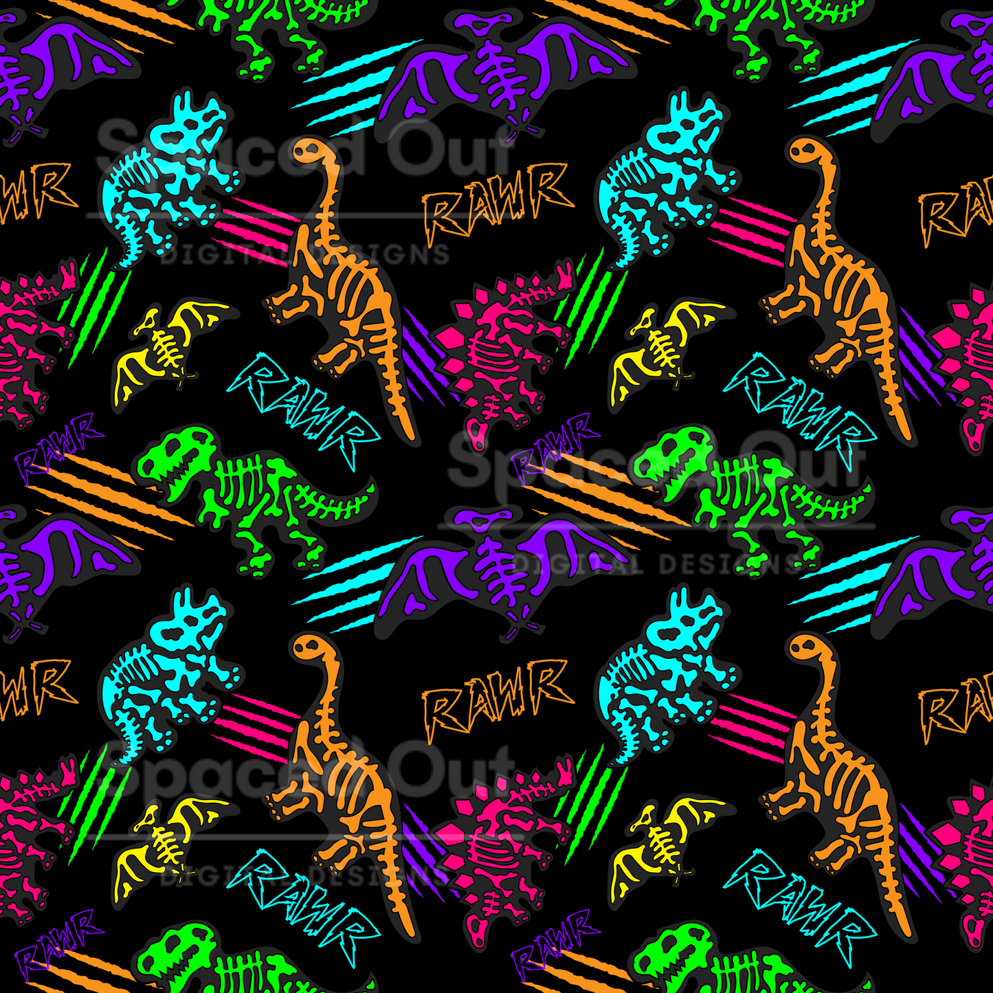 Skeleton Dinos Black