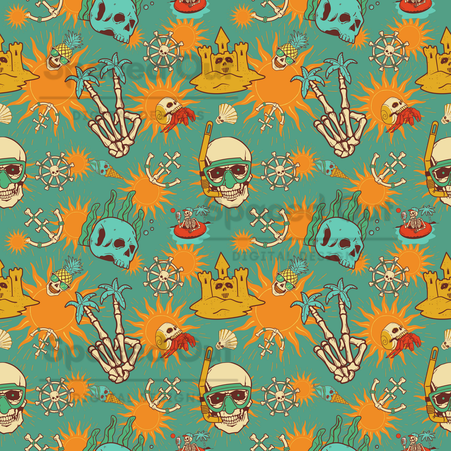 Summer Skulls Teal